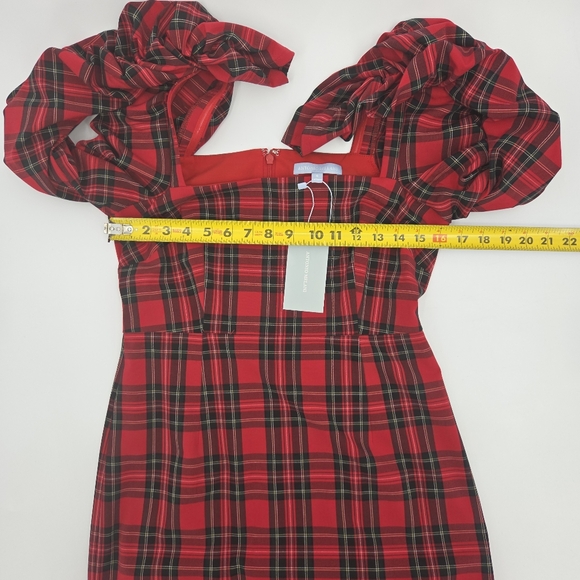 Antonio Melani Elena Midi Dress Size 6 Red Tartan Plaid Holiday Xmas Christmas - Picture 6 of 9